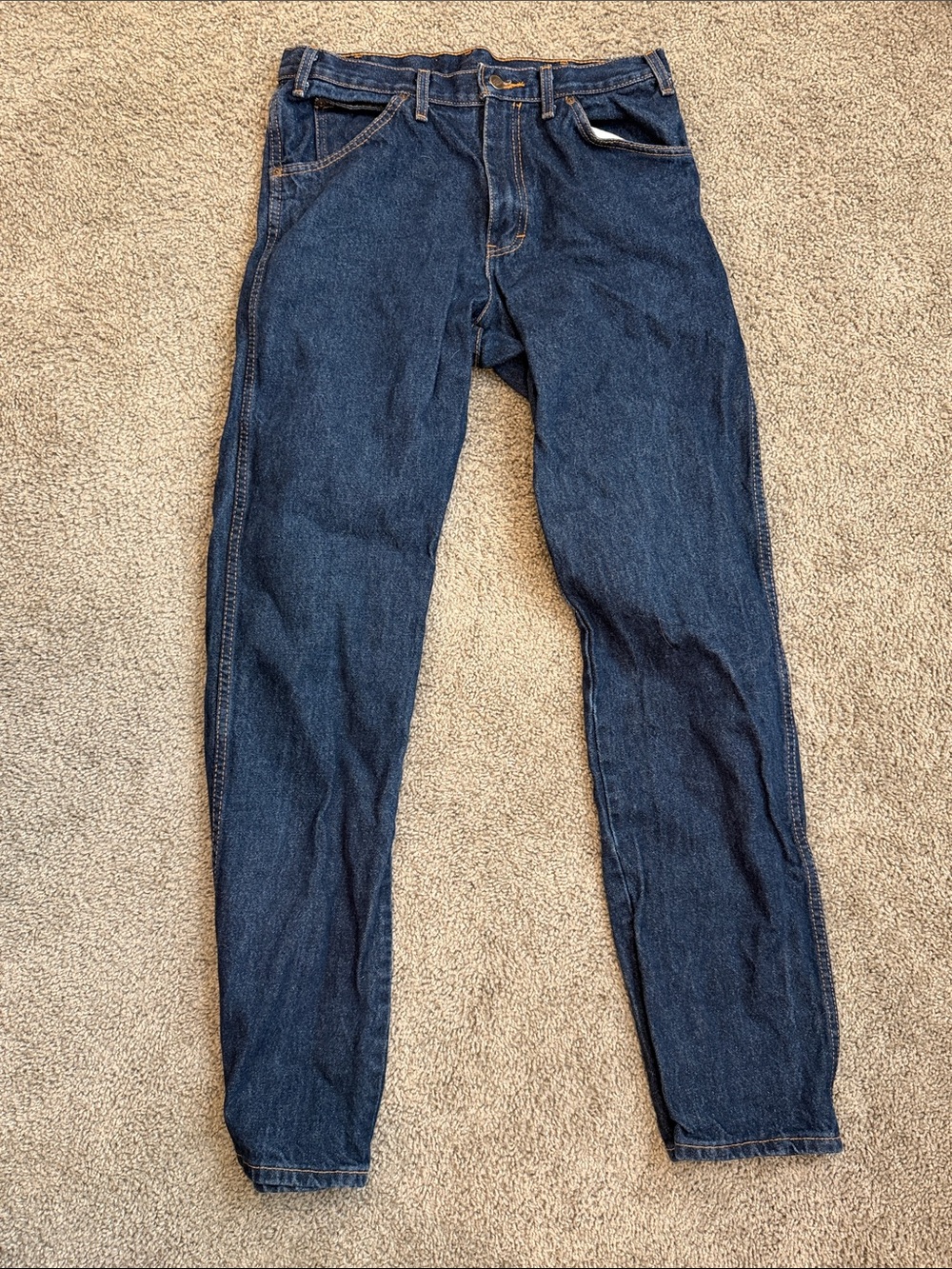 Dickies Men Slim Straight Jeans in Navy Blue with Contrast Stitching